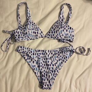 ZAFUL Tie Plunge Animal Print Bikini Swimsuit